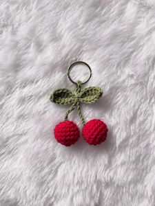 Handmade Crochet Cherry Keychain