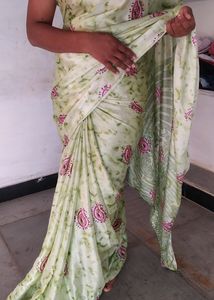 Green Silk Shiny Saree