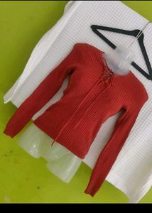 FOREVER 21 Ribbed Knit Lace-Up Top