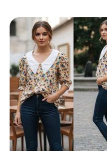 Floral Blouse with Peter Pan Collar