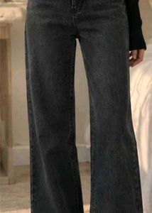 ⊹♡ Charcoal Black Raw-Hem Denim Jeans 🖤🩶