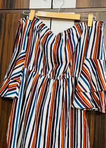 Striped Off-Shoulder Ruffle Top