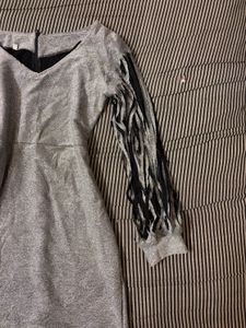 Sparkling Silver Fringe Sleeve Dress