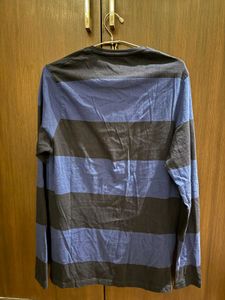 Blue And Black Stripes Full Sleeve Tshirt