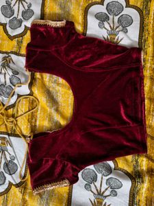 Maroon Velvet Embellished Blouse