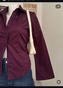 Elegant Burgundy Long Sleeve Blouse