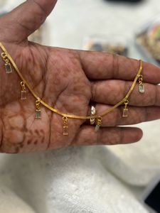 Gold Anklet with Gemstone Drops