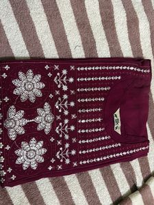 Embroidered Maroon Kurta