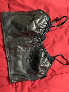 Black Faux Leather Corset Top