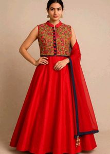 Elegant Red Embroidered Lehnga