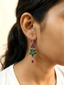 Elegant Floral Drop semi-precious stone earrings.