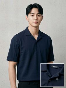 DRAW FIT Black Camp Collar Polo Shirt