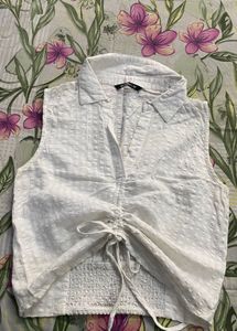 White Ruched Crop Top