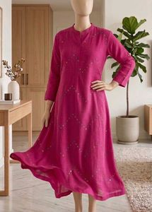 Sitayya Women's Fuchsia Embroidered A-Line Kurta