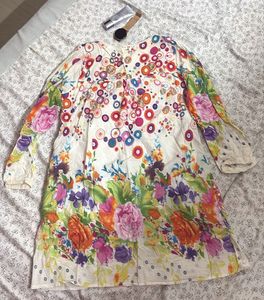 Vibrant Floral Print Kurta with Sequins