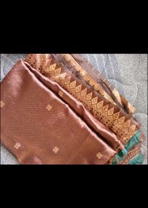 Elegant Brown Saree with Golden Border