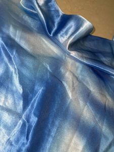 Blue Tie-Dye Satin Slip Dress