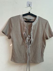 Boho Lace-Up Crop Top