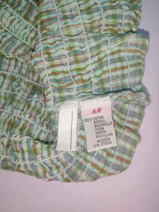 H&amp;M Crop Top Smocked Colourful Strechy