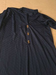 Navy Blue Textured Kurta