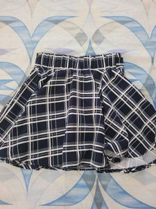 Navy Plaid Skirt with Belt