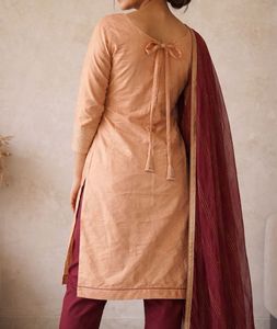 Elegant Peach &amp; Maroon Kurta