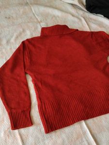 Red Button-Up Cardigan with Bow Pockets