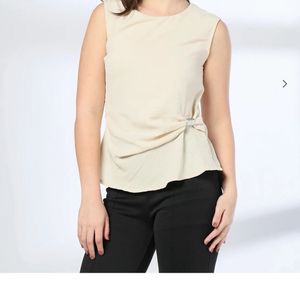Elegant Cream Sleeveless Top with Embellishment al