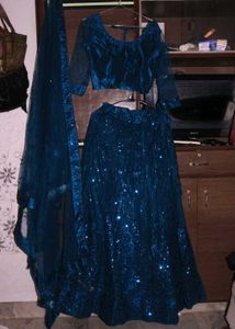 Sparkling Blue Lehenga Choli Set