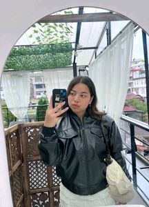 black leather jacket
