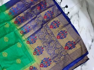 Elegant Green &amp; Blue Saree