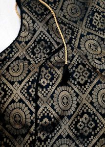 Elegant Black &amp; Gold Brocade Blouse