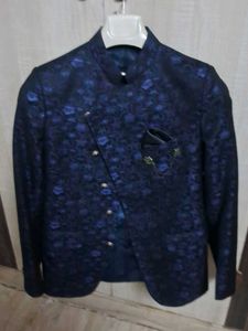 BoysDesigner Navy Blue Jacquard Jacket