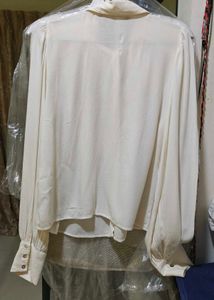 Cream Collared Long Sleeve Shirt