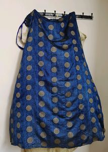 Cream Top And Blue Skirt Ethnic Wear