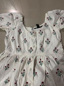 White Floral Print Dress