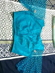 Beautiful Embellished Light Blue Saree with contra