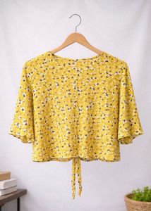 Vibrant Abstract Print Twist-Front Top