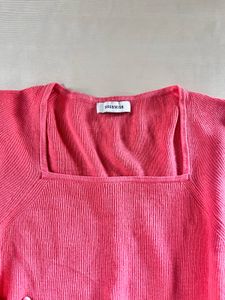 Pink Square Neck Sweater