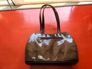 Chic Brown Patent Leather Handbag