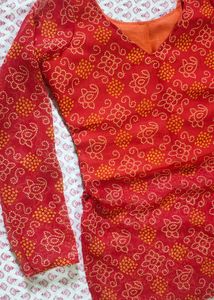 bandhani print short kurti stiched for sale