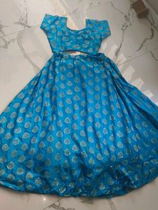 Beautiful Blue Brocade Skirt and Blouse Set