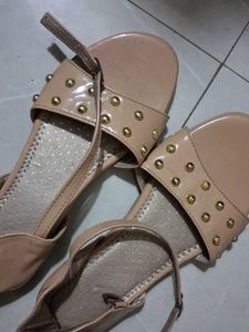 Nude Studded Ankle Strap Sandals