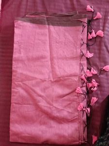 Elegant Pink Saree with Tassels