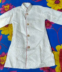 Boy's Cream Jacquard Kurta
