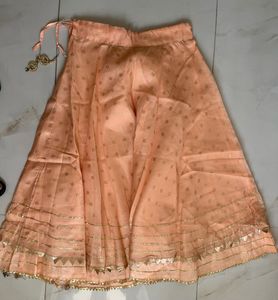 Peach Ethnic Skirt and Dupatta Set