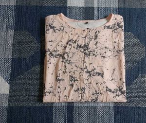 Stylish Sleeveless Pink Marble Print Top