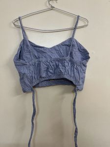 Blue Striped Crop Top