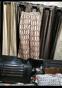 Peach Embroidered Kurta with Palazzo &amp; no  Dupatta