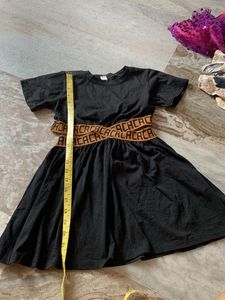 Black T-Shirt Dress with Logo Waistband